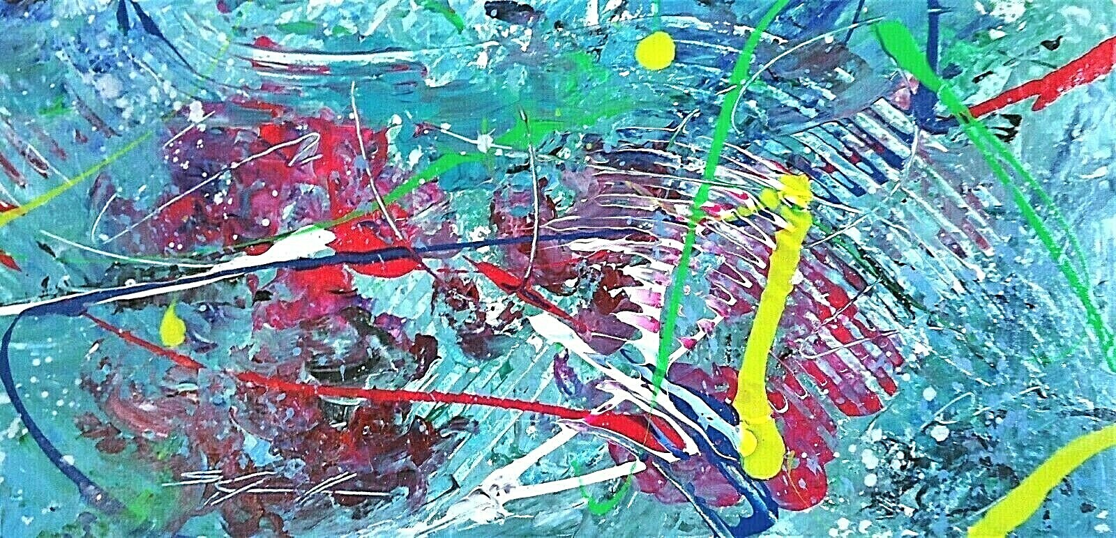 ORIGINAL ARTWORK Acrylic «Fruit Fusion» 12H x 24W stretched canvas Steven Graff