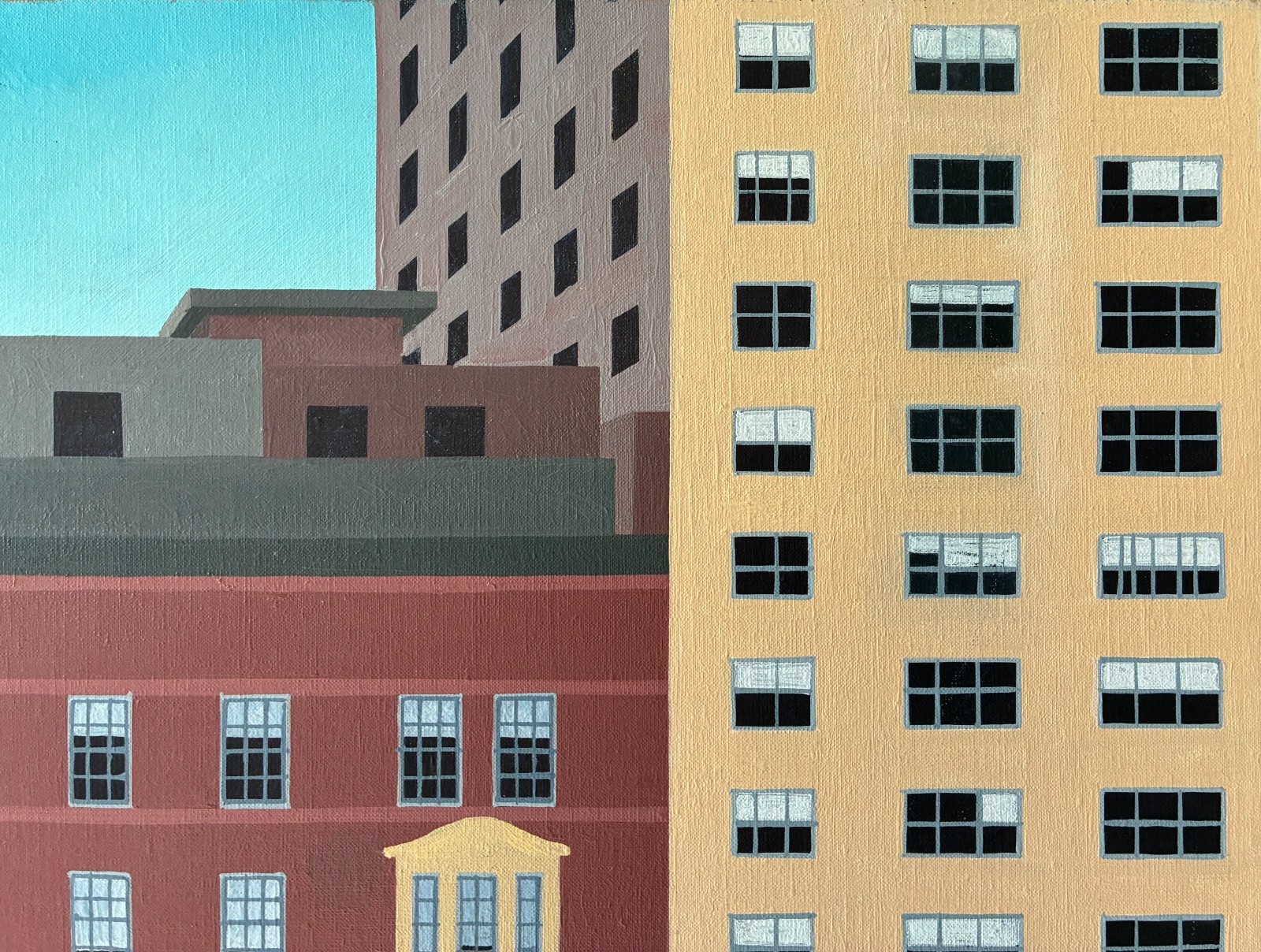 The Chapin School, NYC, oil on linen, charming painting, unsigned