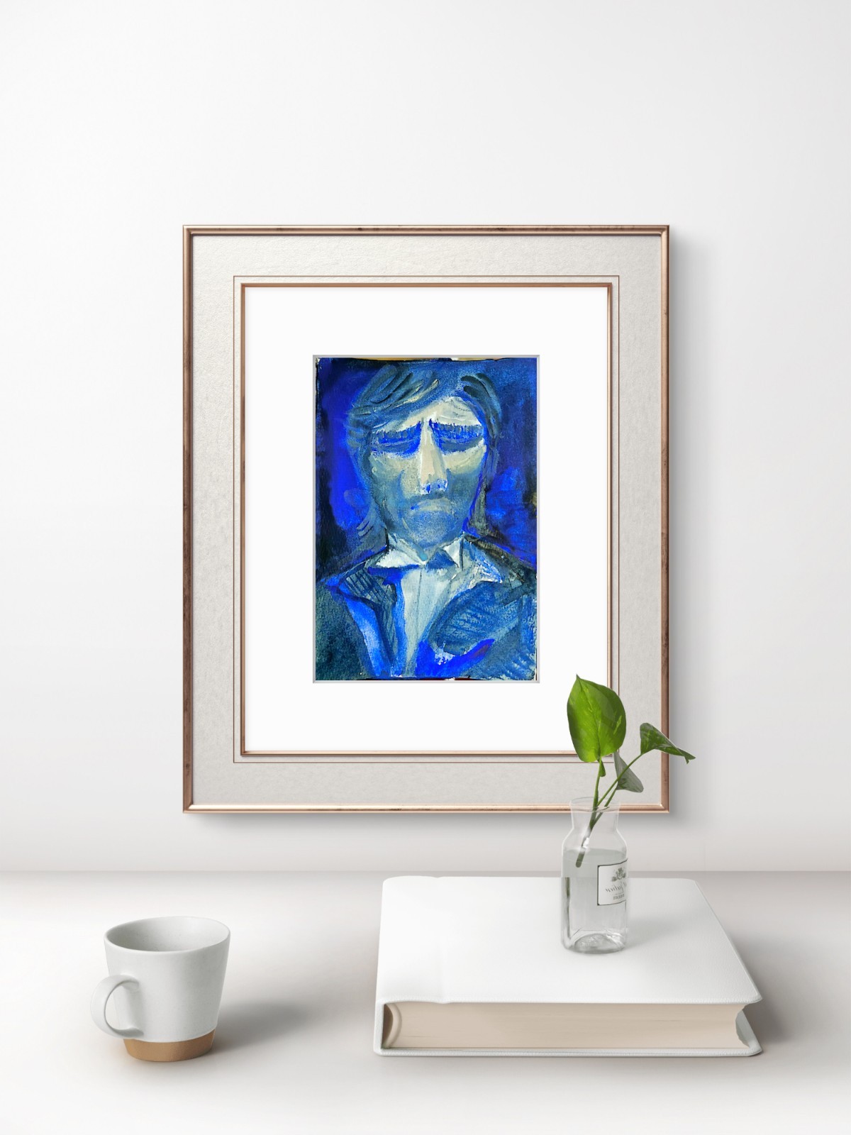 A Man In Pain Original Expressionism Watercolor On Cotton Paper Abstract 5×7