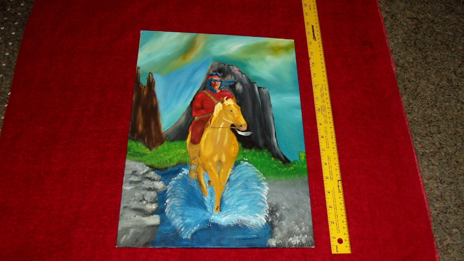 EDGAR RICE BURROUGHS APACHE DEVIL OIL PAINTING ON BOARD 12 » X 16 «