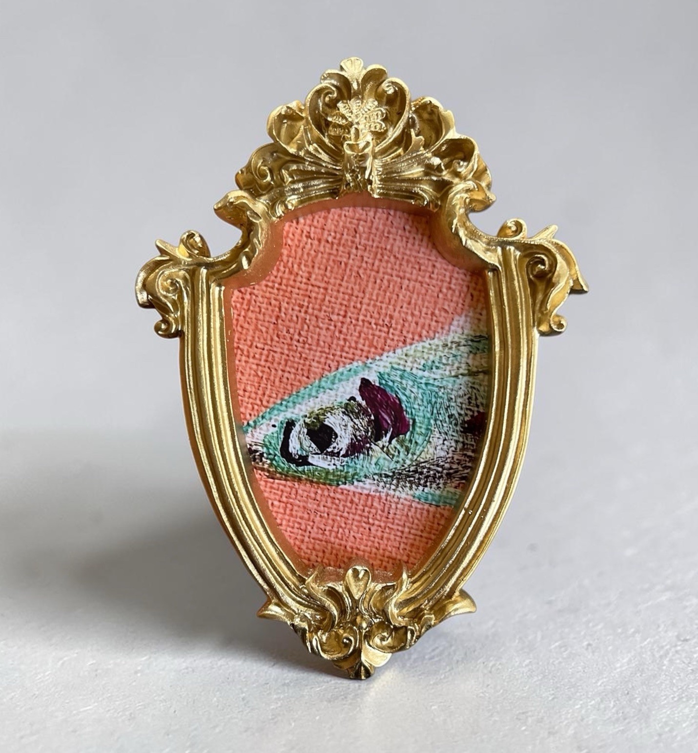 Colorful Sardine Fish mini gloss print • gold vintage style ornate frame