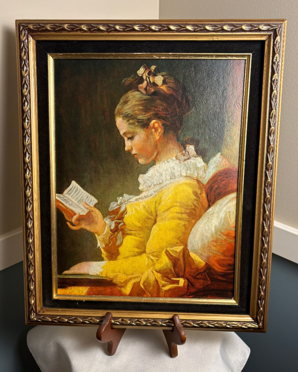 Vintage 1978 Framed Print “Young Girl Reading” by Artist Jean -Honore Fragonard
