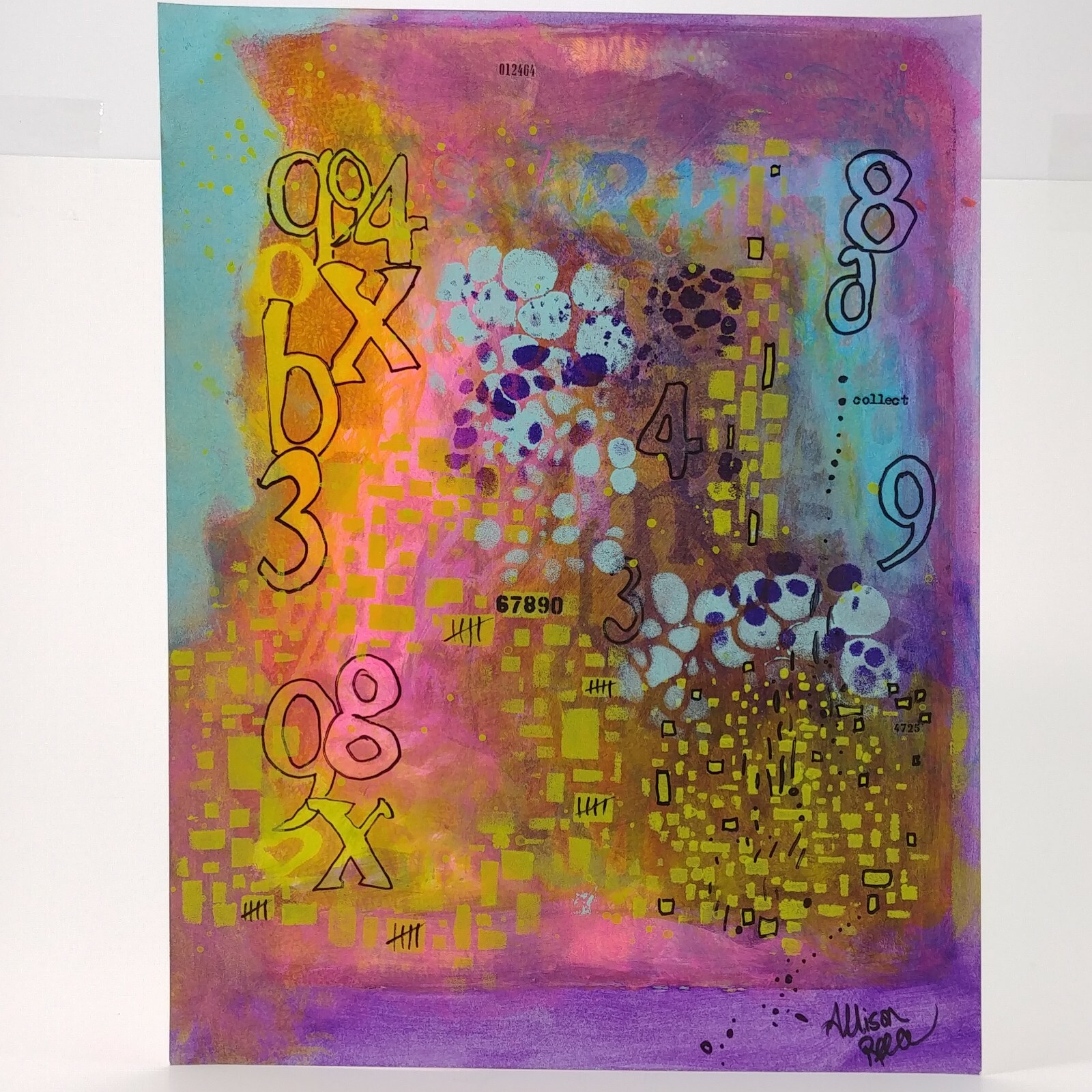 Bold Original Art Mixed Media Painting on Paper by Allison Reece Titled COLLECT