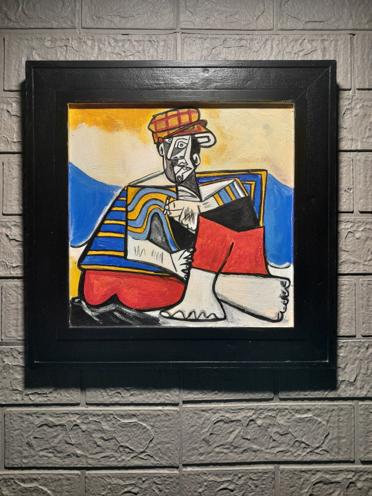 Oil On Wood Painting 10.5×10.5 Inspired By Picasso