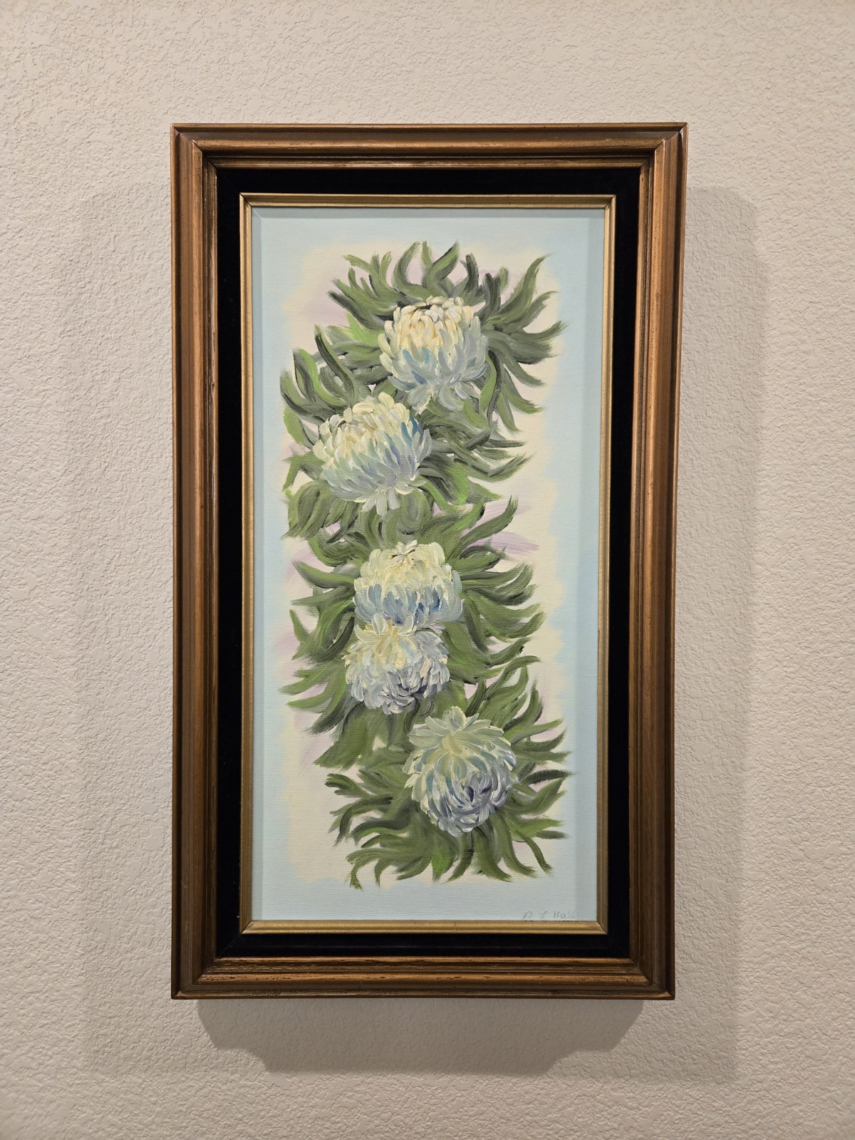 Vintage Original Oil Painting Of Chrysanthemums Vtg Frame Timeless Beauty Flower