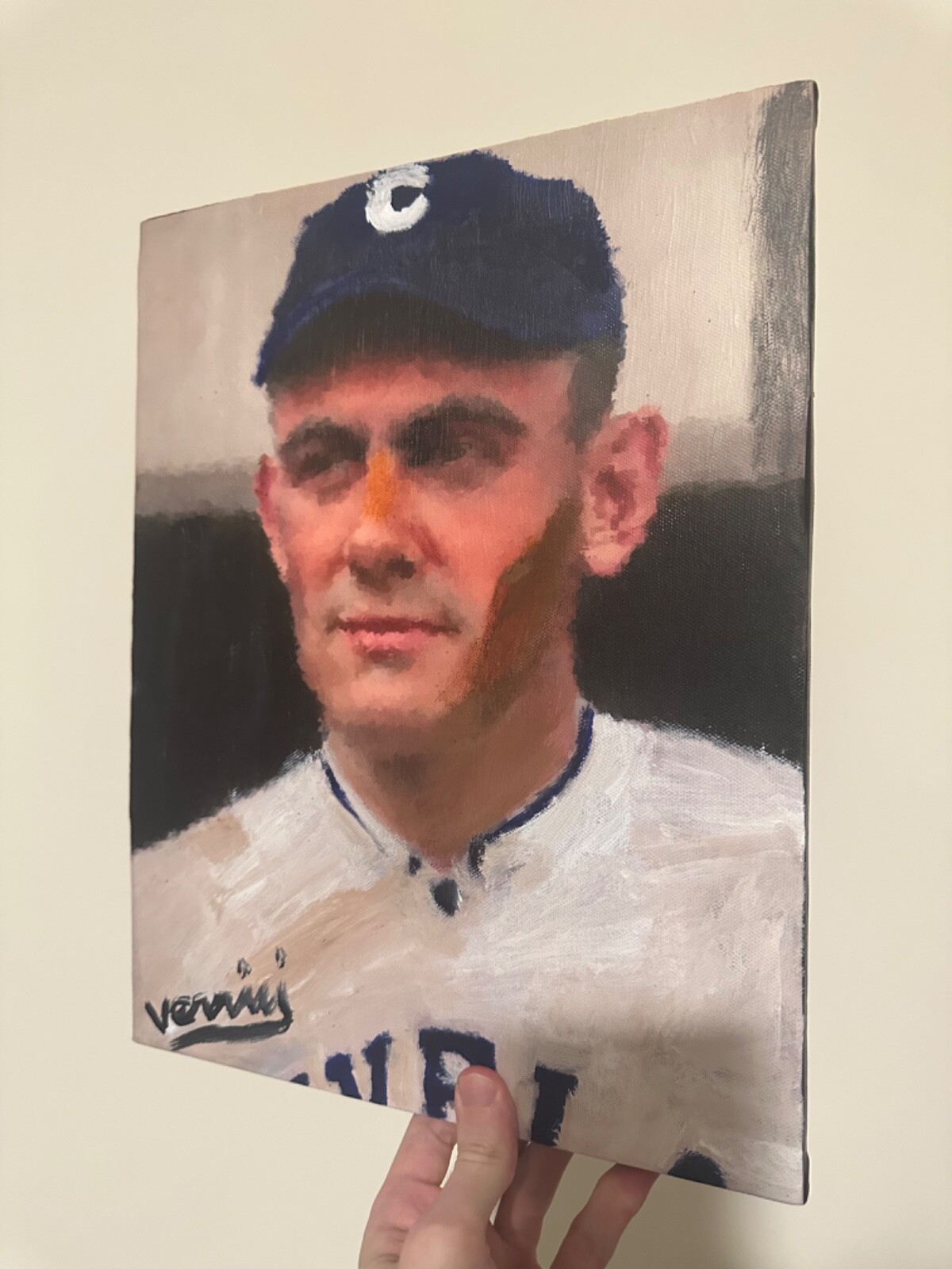 Ray Chapman Painting Baseball Art 11×14 Cleveland Naps portrait