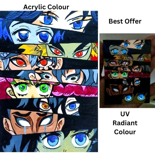 UV Radiant ACEO Anime Glow Eyes Art Hand Painting – Retro 90s/ Y2K Aesthetic NEW