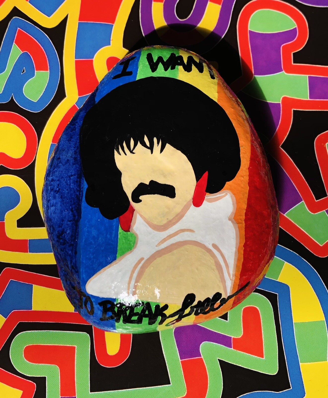 Hand Painted Rock With Acrylic Paint/ Seal With Art Resin/ I Want To Break Free