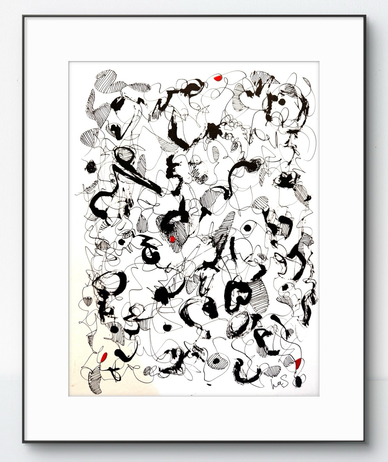 Original Art Meditation 9×12 Impressionist Expressionism Modern B&W Unique