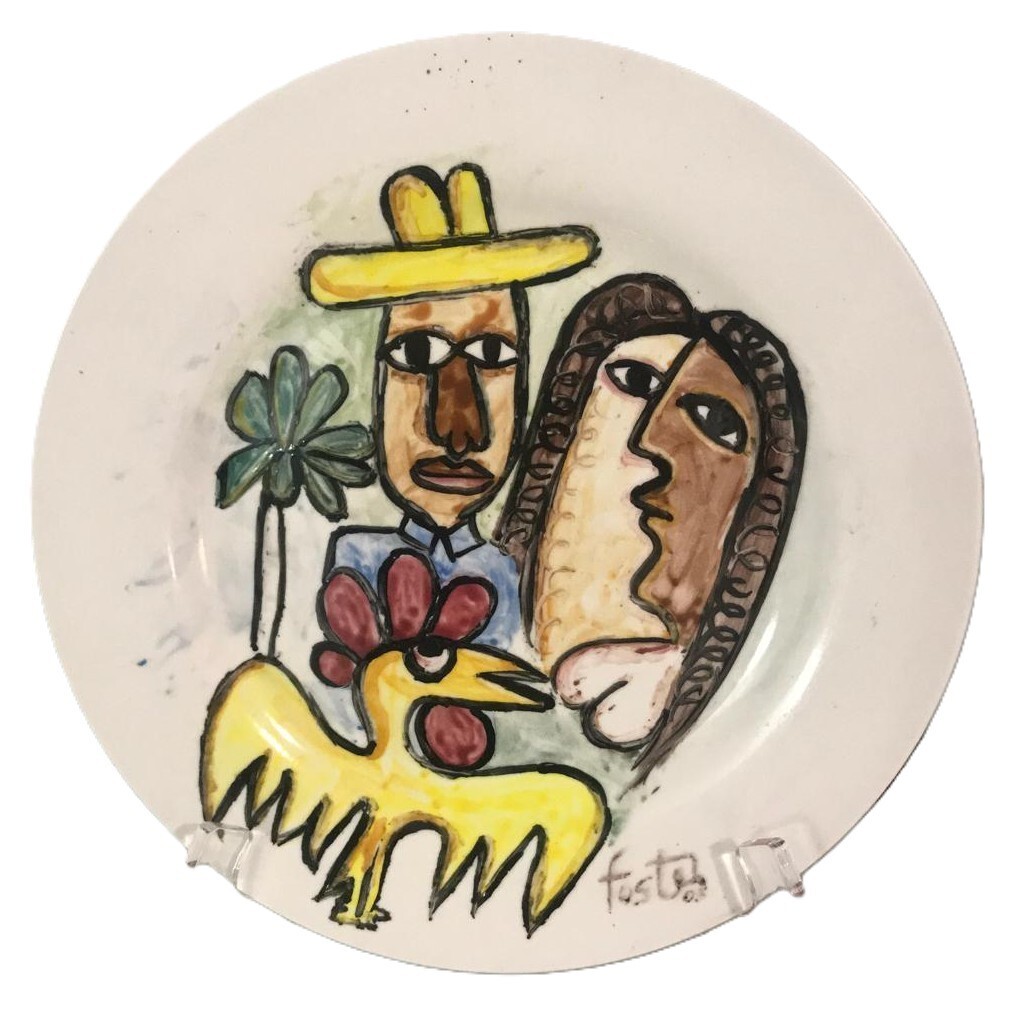 Cuba Original Hand Painted Ceramic Plate by Master Jose Rodriguez Fuster Signed