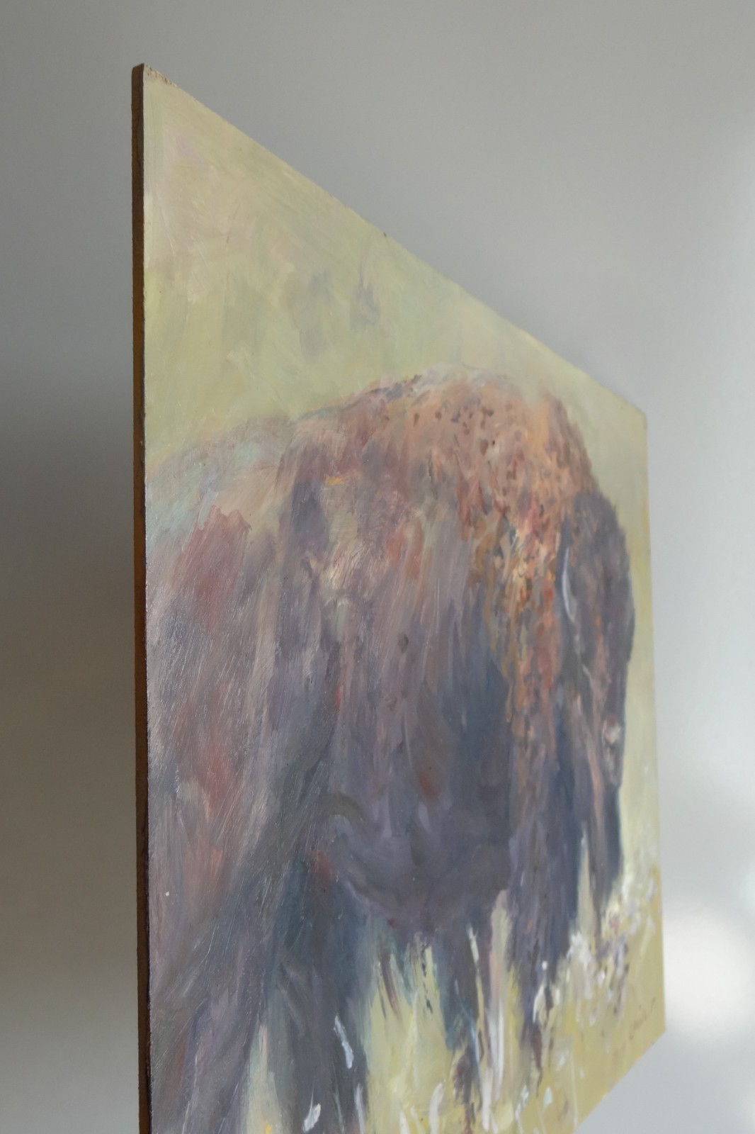GERRY MILLER -. Unique. Artwork.»Buffel».Oil paint on board.30x40cm-