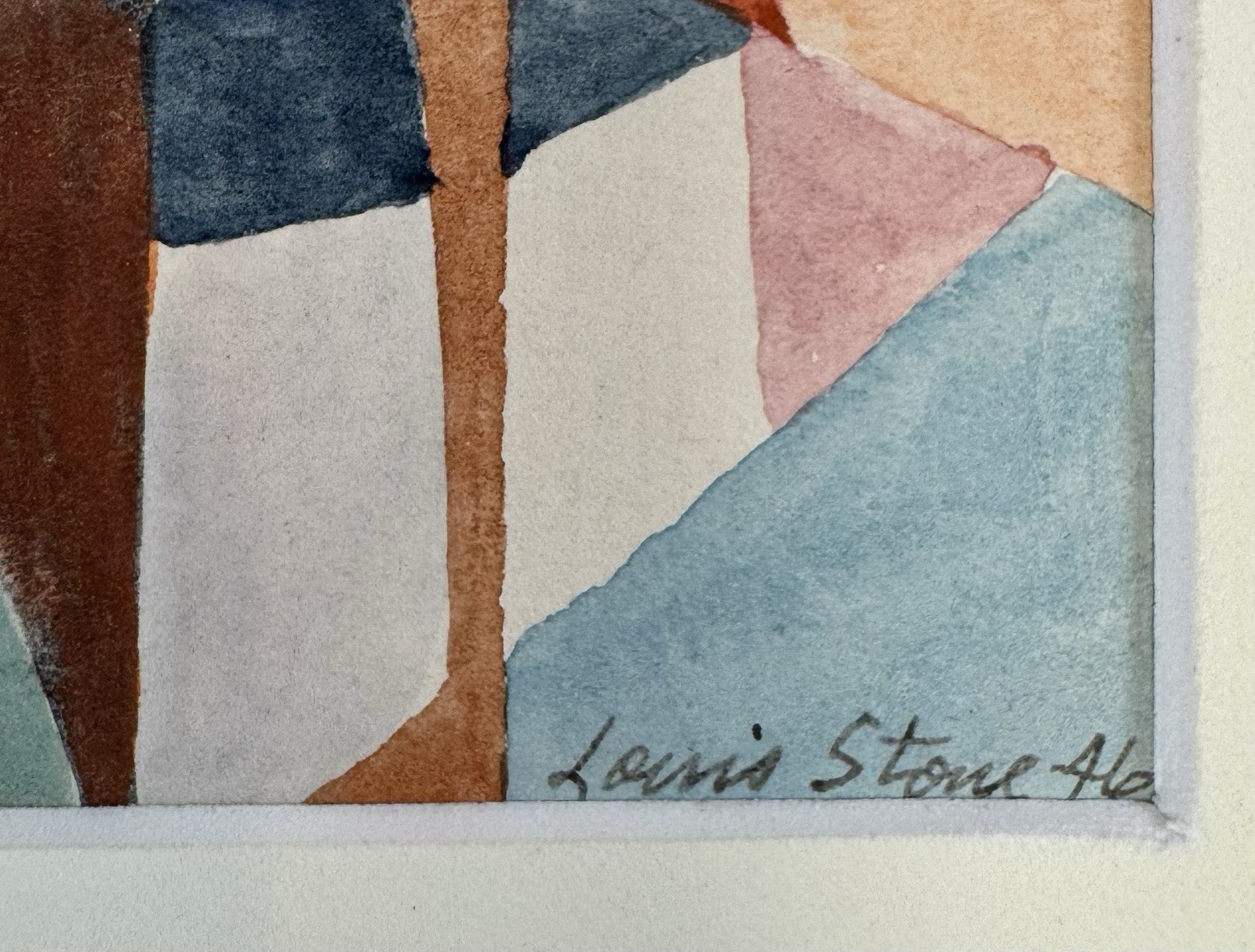 Original 1946 Louis K. Stone Abstract New Hope Modernist Watercolor Signed