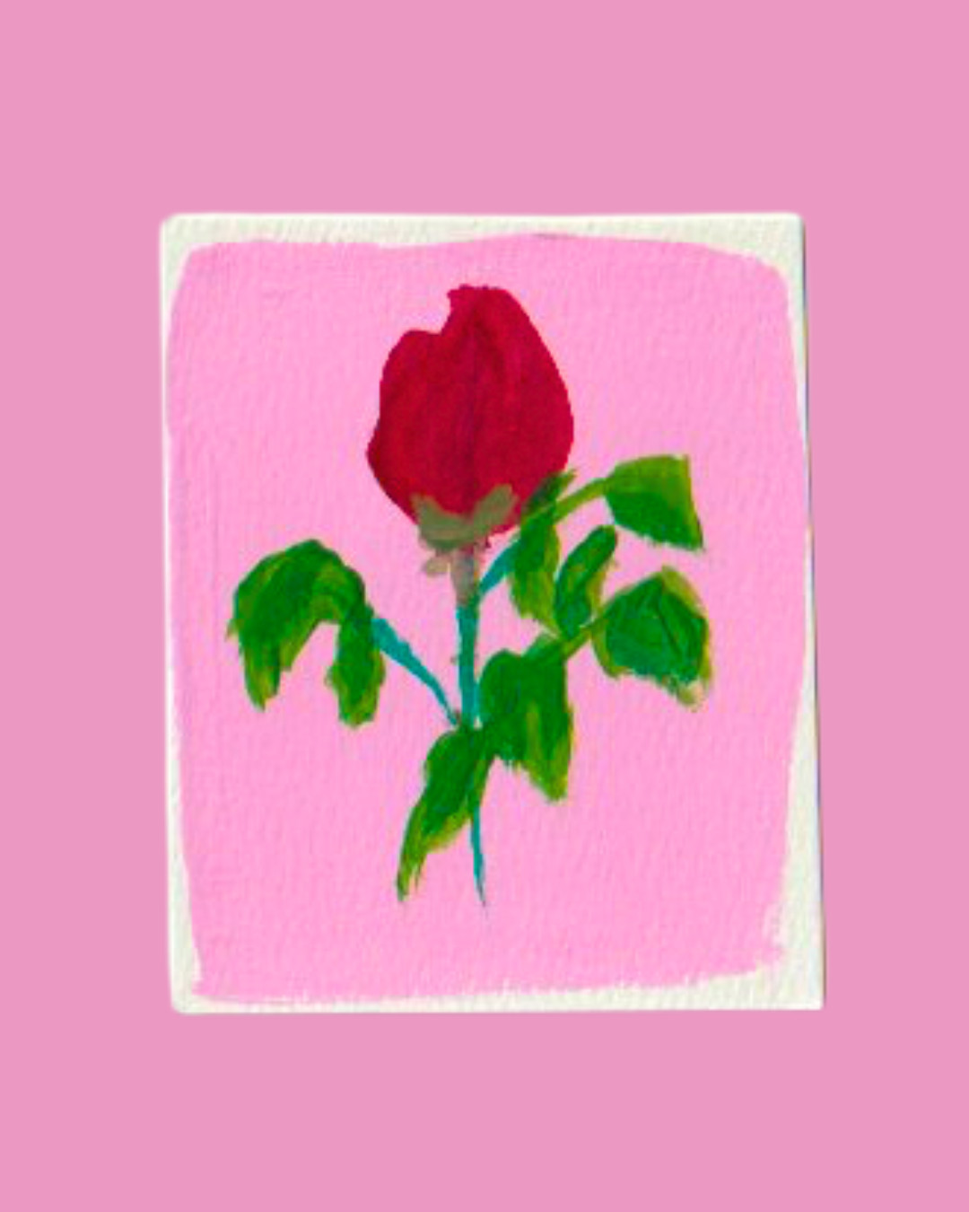 Original Rose ACEO Painting – Whimsical Floral Art Card – Mini Romantic Wall Art