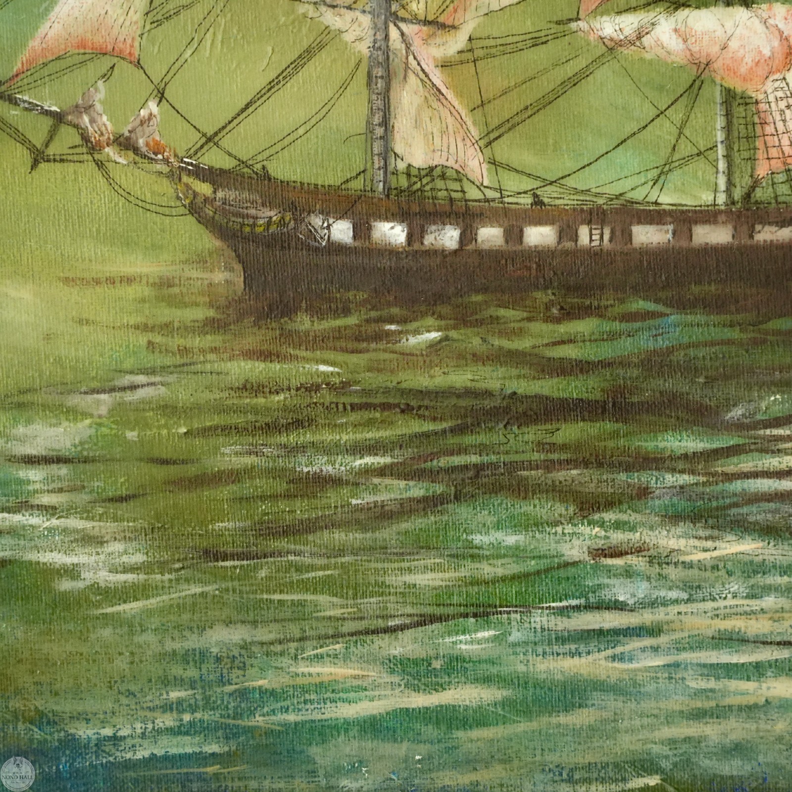 Vintage Seascape Marine Acrylic Painting «Fog Ahead» By George L. Fredricks