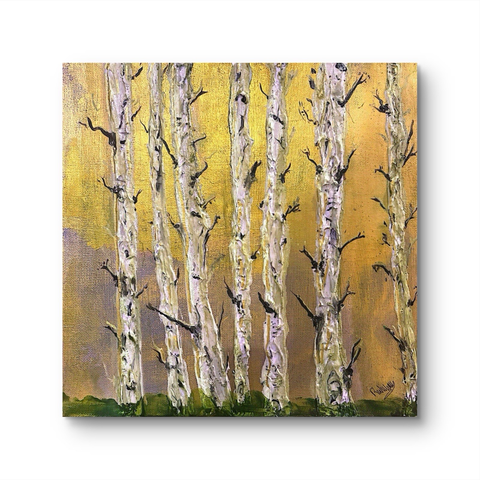 Aspen Gold Landscape Impression 12×12 ABSTRACT IMPRESSIONISM ORIGINAL Canvas ART