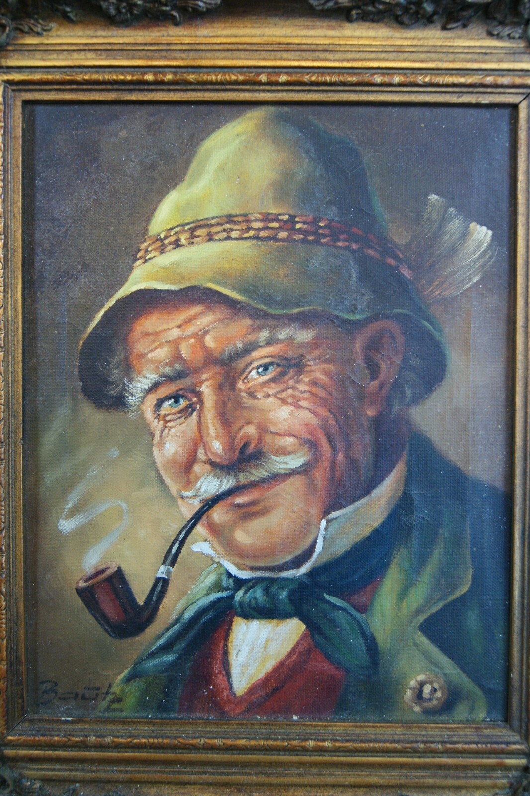 David Bautz Original Oil Painting On Canvas Gentleman Smoking 9.5″x12″ Framed