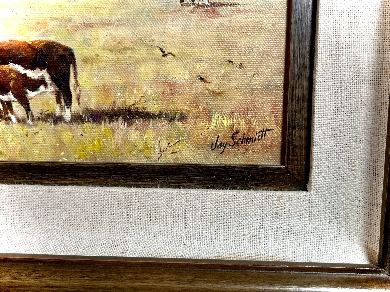 Nice! Jay Schmidt American Western Artist Signed – 11.5”x14” Framed Oil On Board