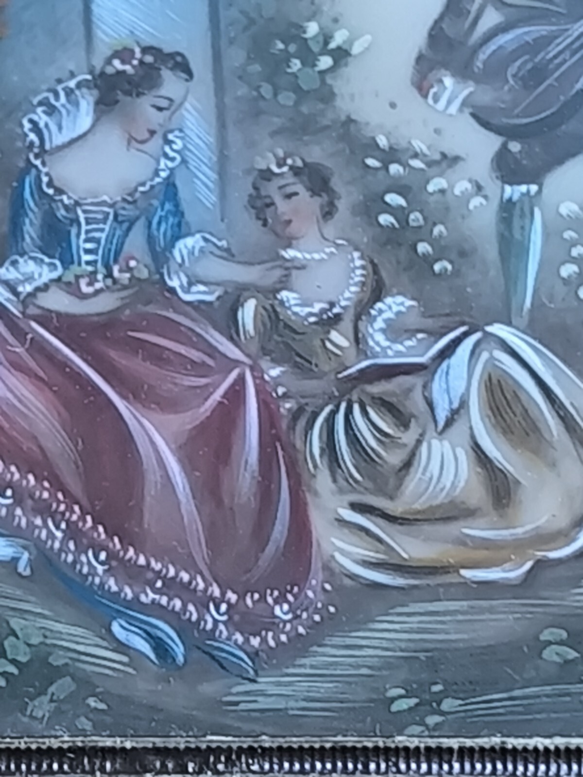 Painted Miniature ‘The Music Lesson After Nicolas Lancret’ Signed Esprit