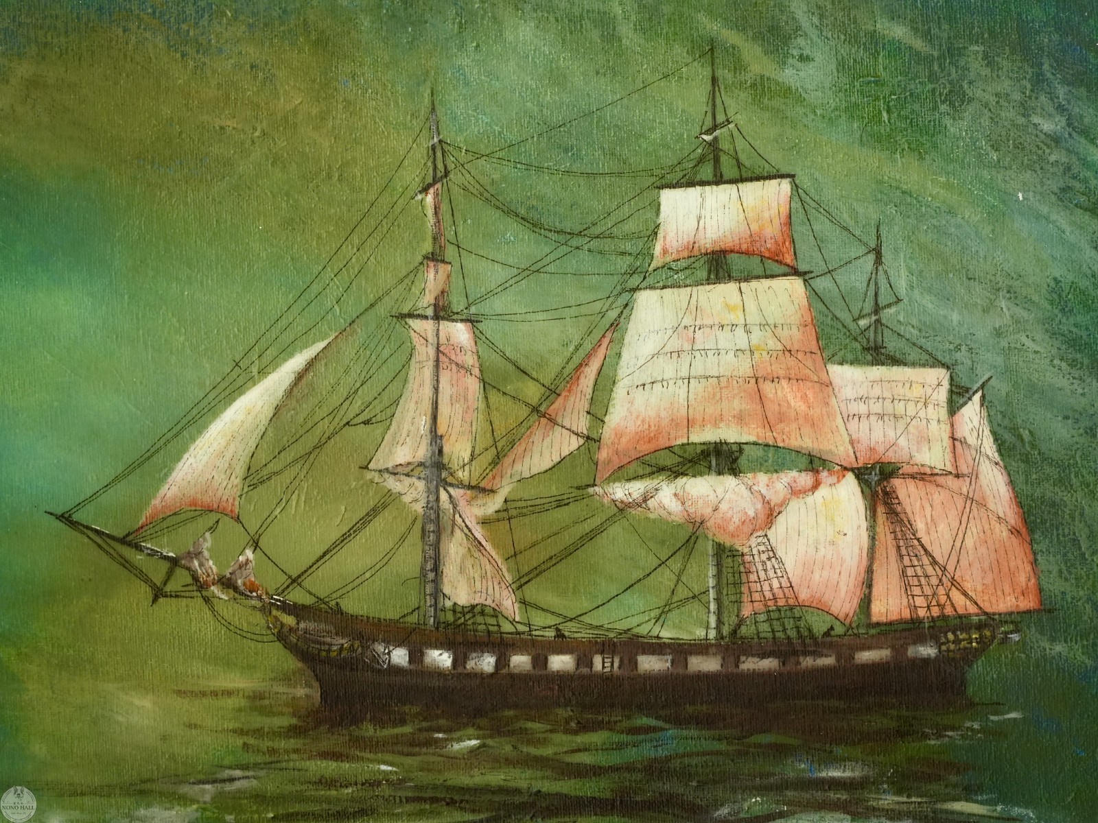 Vintage Seascape Marine Acrylic Painting «Fog Ahead» By George L. Fredricks