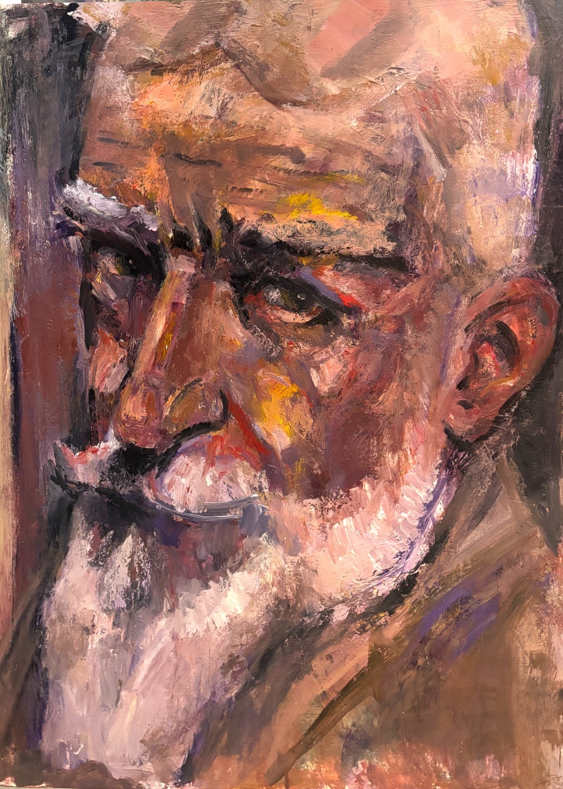 George Benard Shaw Portrait 40×30 in. acrylic on panel by Hall Groat Sr.