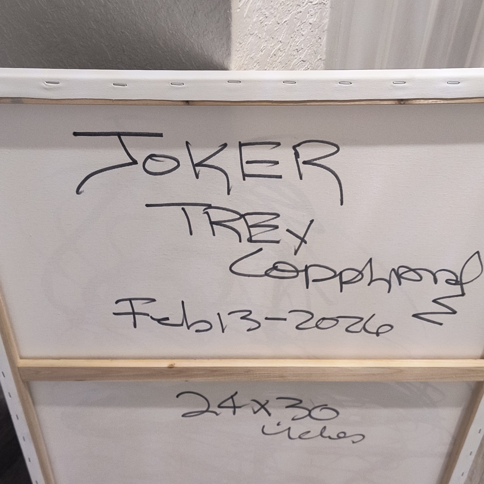 Trey Coppland, Joker Abstract Canvas Painting, 24+30 in, 2026, Signed
