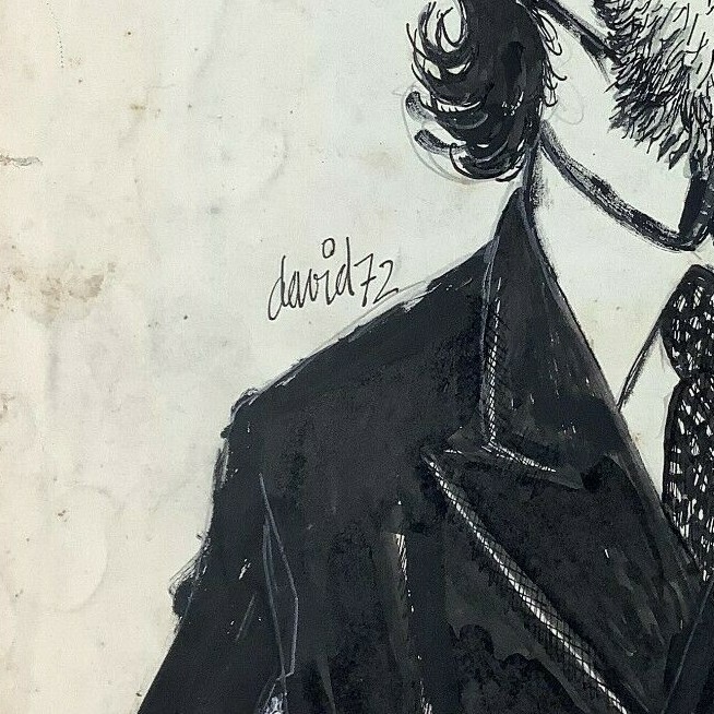 Juan David. Caricature. Sastre, 1972. Mixed media on light cardboard.