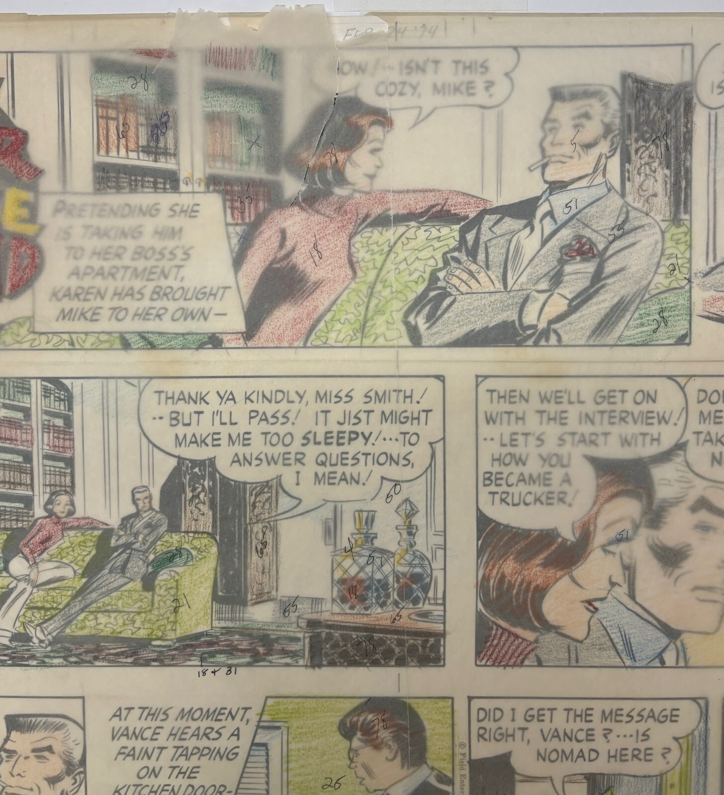 Original William Overgard STEVE ROPER & MIKE NOMAD Sunday Comics ILLUSTRATION