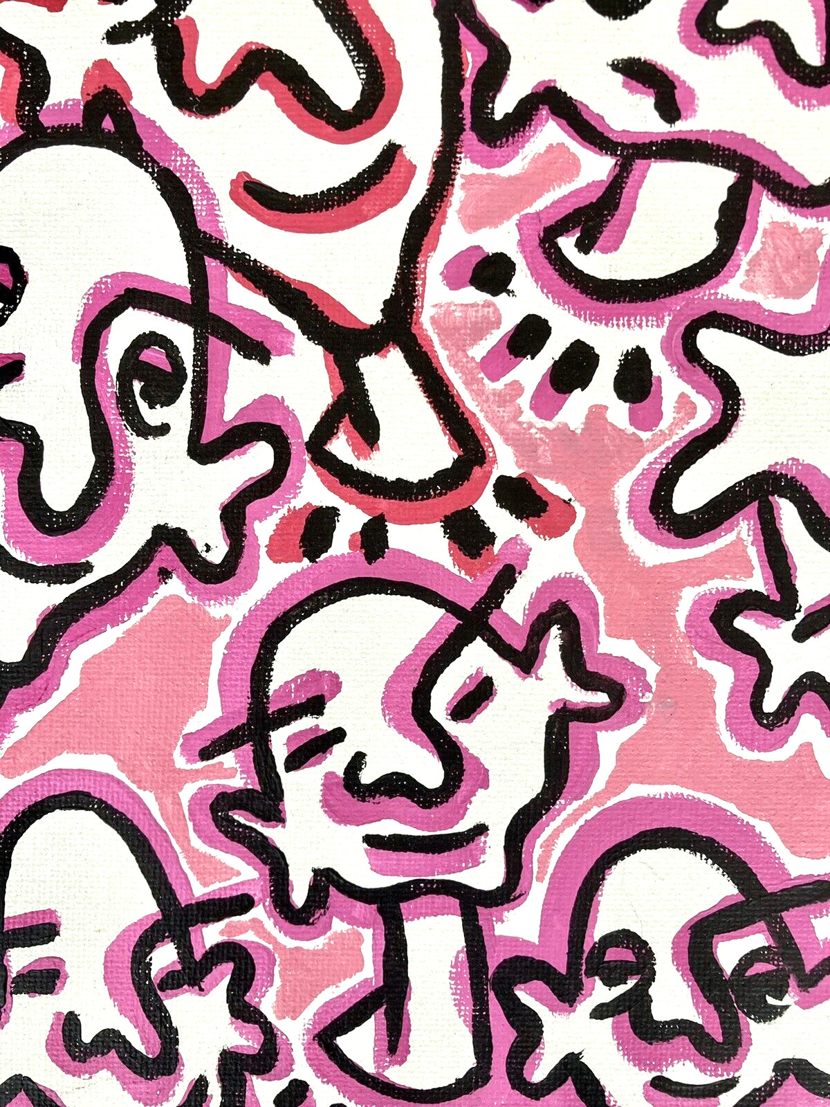 Mary Zane Faces Abstract Painting Urban Graffiti Art Pink Happy People Smile SF