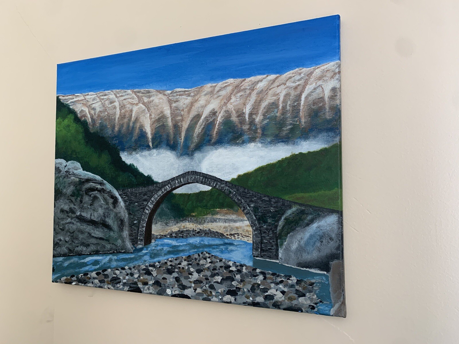 Ottoman Bridge painting on canvas original Nature, River