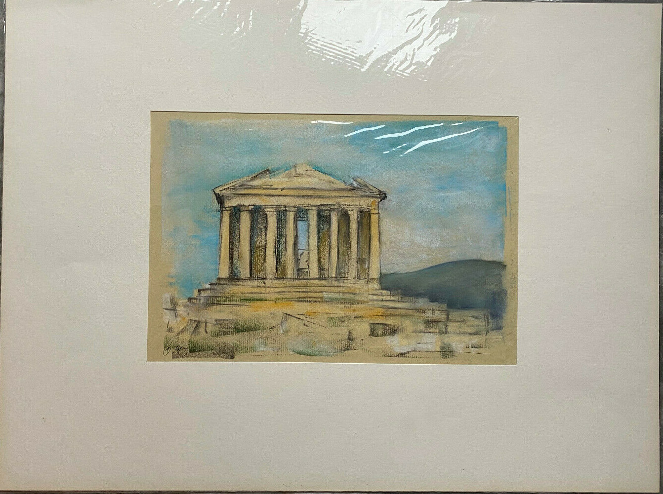 Franz Ehmke *1928 -2018 Greece Athens Acropolis Columns Mountains Signed