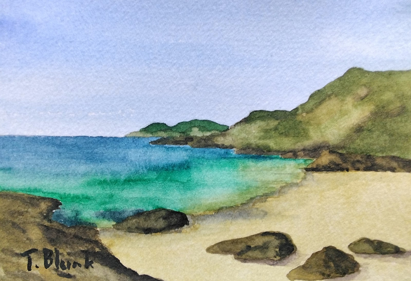 ORIGINAL WATERCOLOUR – Beach in Crete.