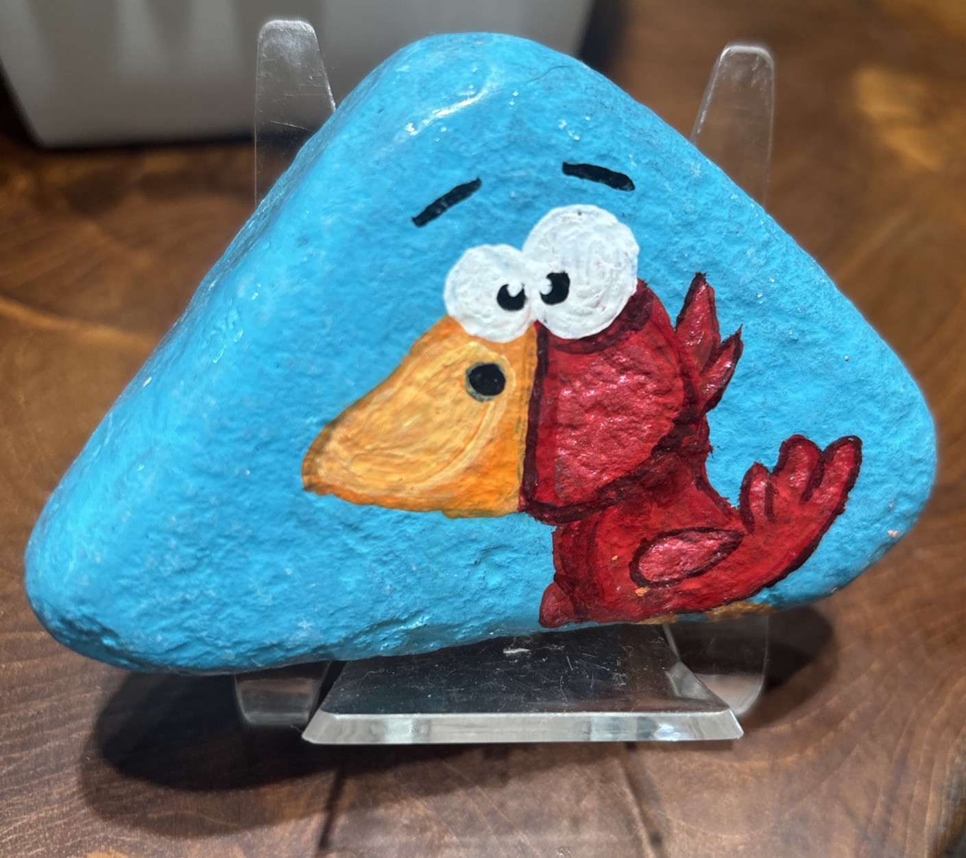 “Wild Red Bird!” Hand Painted Rock Collectible Art Garden Decor Gift