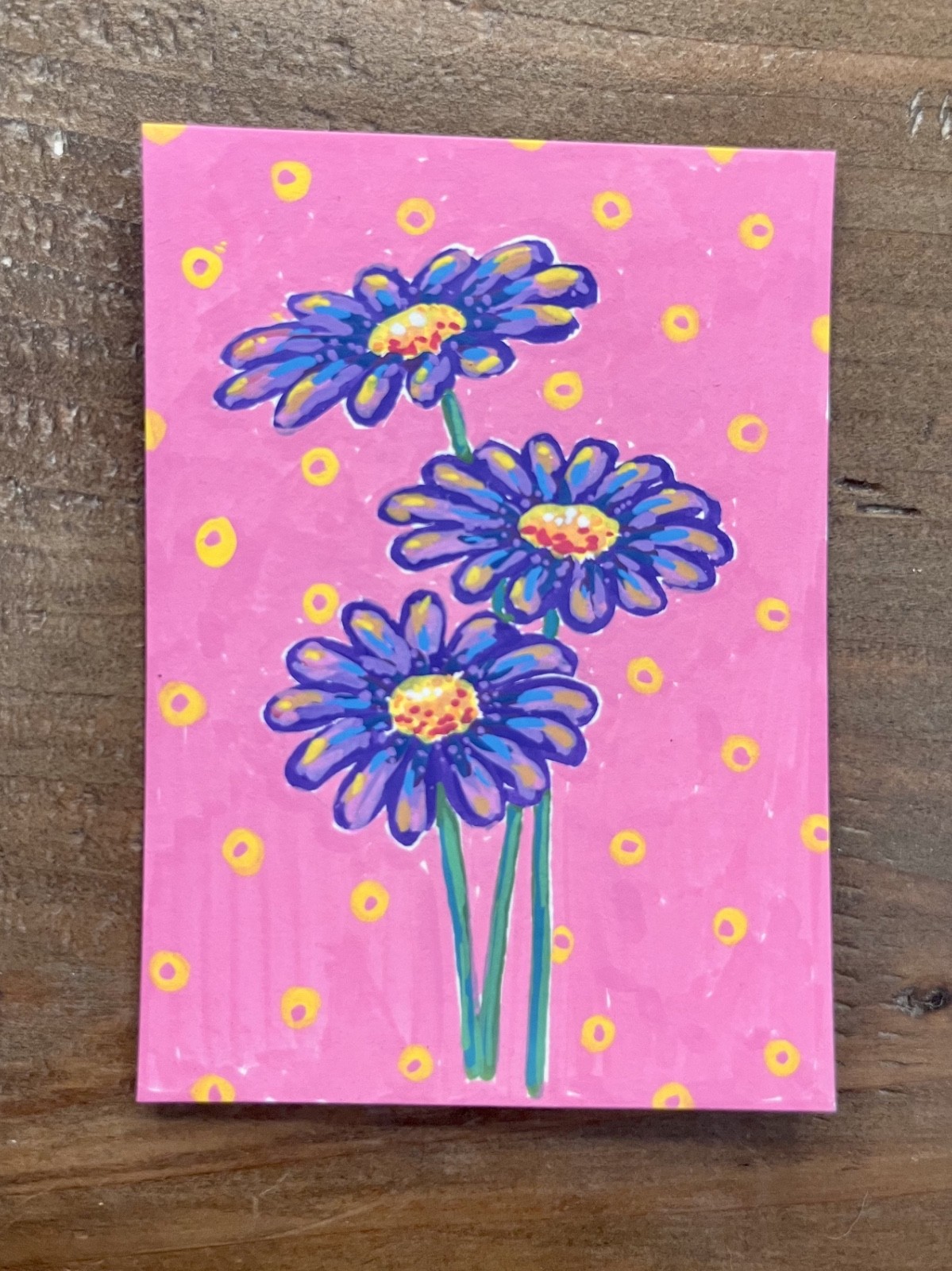 ACEO Original Acrylic Painting «Purple Wild Flowers» by Tara J. Hannon