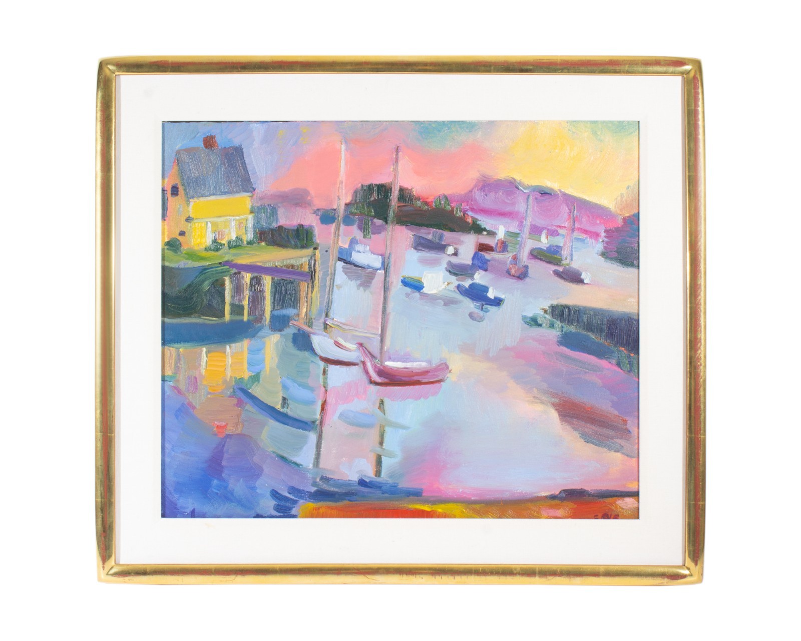 Esther Garcia Eder 1994 “Blue Harbor” Oil on Canvas Painting