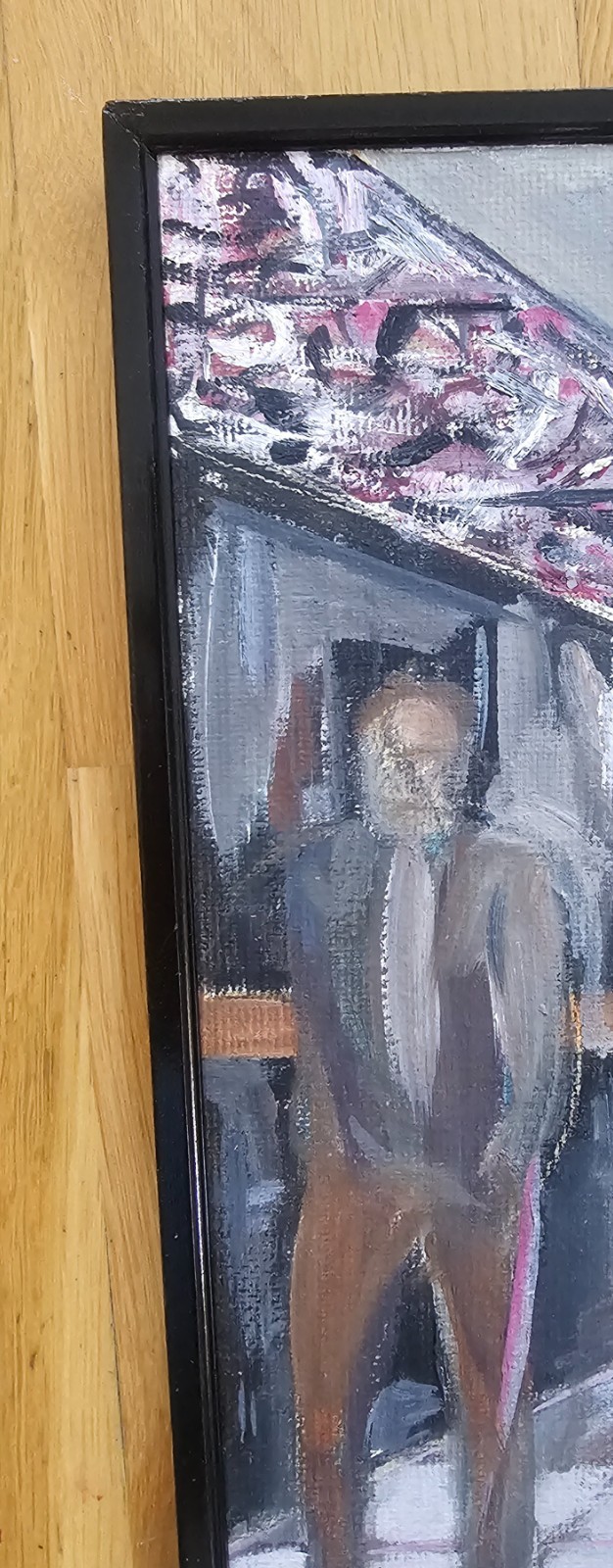 SWEDISH CONTEMPORARY EXPRESSIONIST FIGURATIVE OIL PAINTING INTERIOR SCENE SIGNED