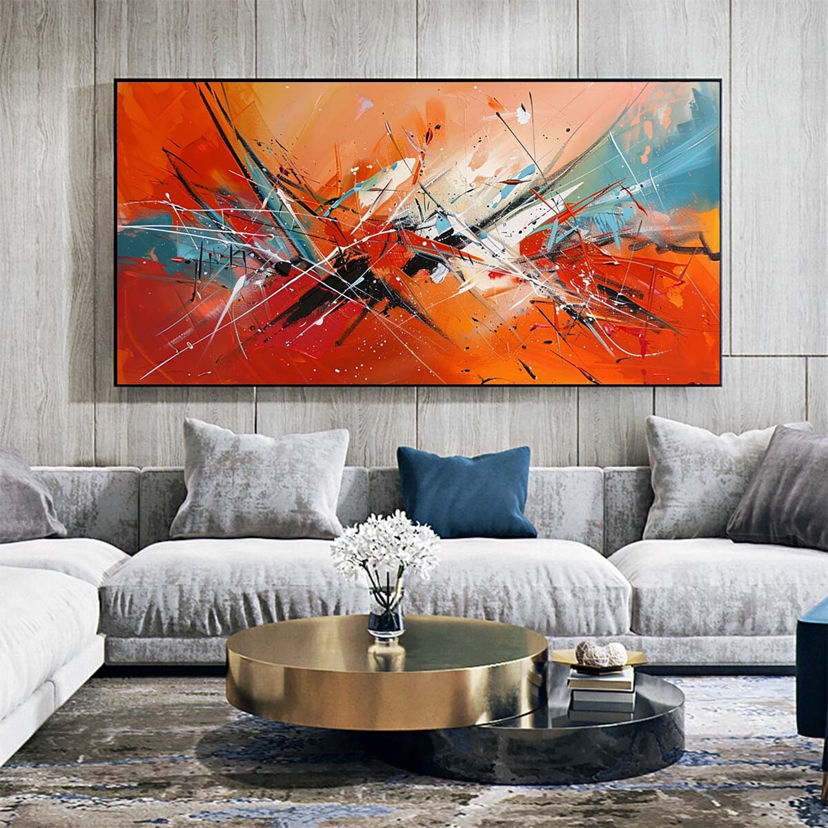 Red Handpainted Abstract Oil Paintings On Canvas Wall Art Picture Home Decor