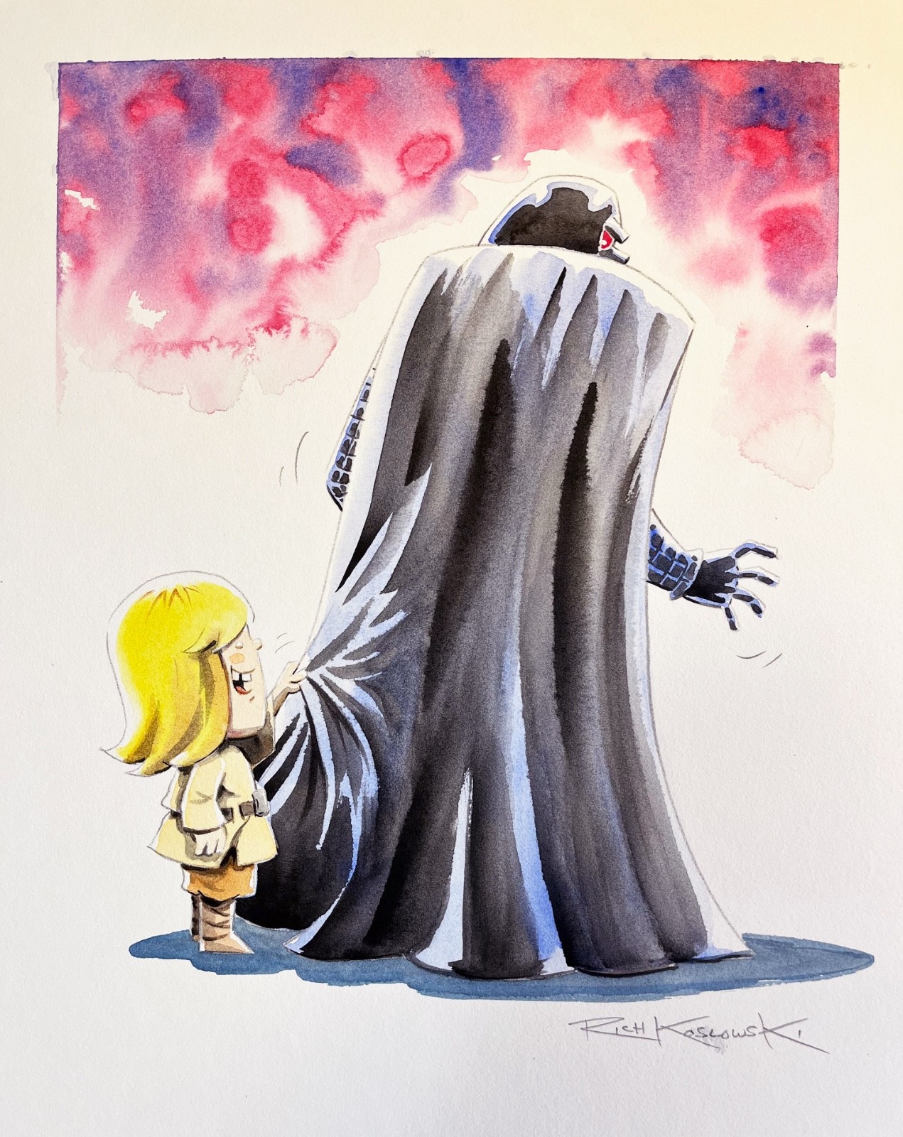 STAR WARS Watercolor Painting! Lil Luke and Dad! by Rich Koslowski