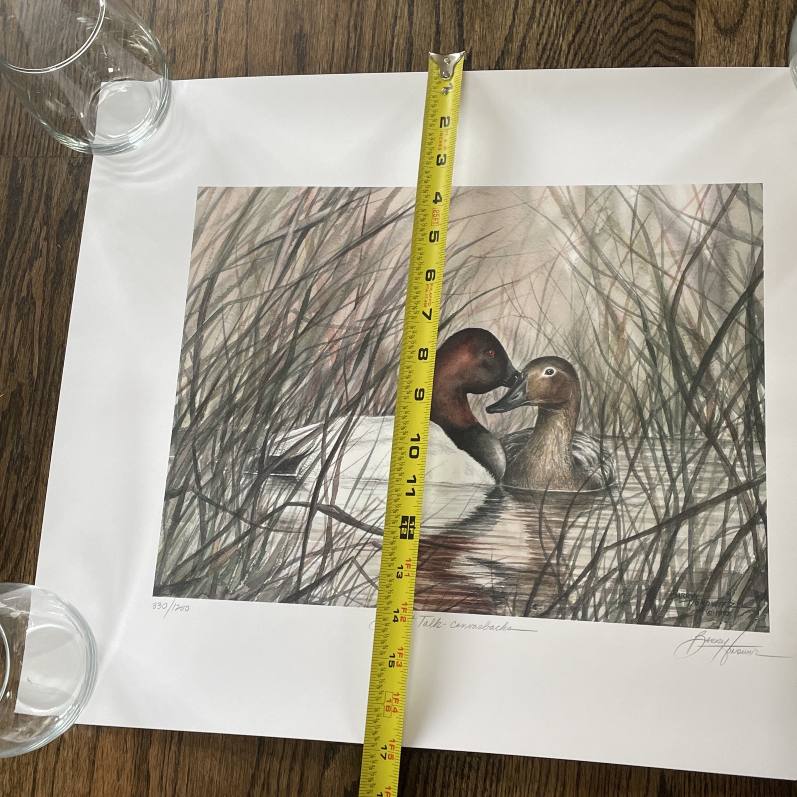 1992 Barry Honowitz Litho Art Painting Signed LImited Ed Canvasback Ducks 17×21