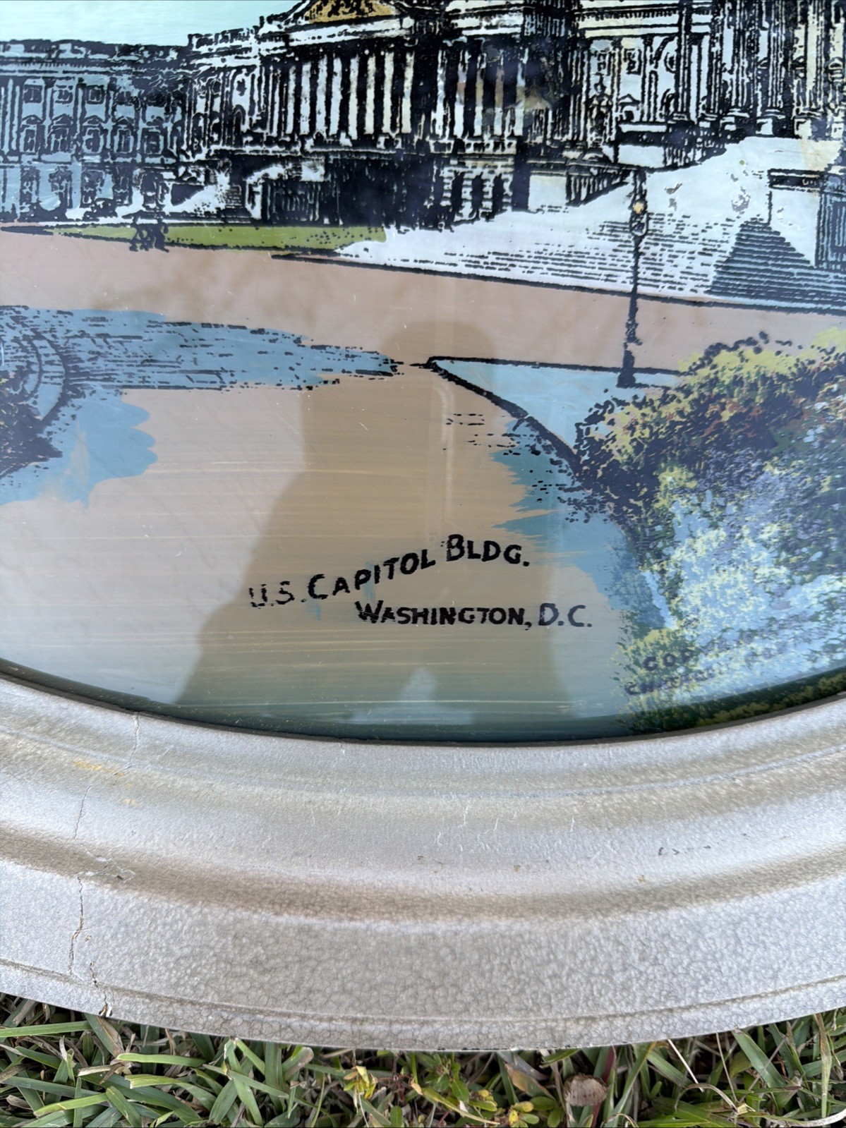 VTG Framed US Capitol Building Washington DC Reverse Painting Convex Glass VGC!