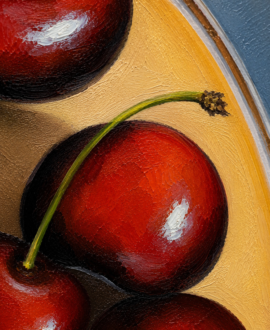 Original Oil Painting Red Cherries Still Life Canvas Art Kitchen Wall Decor