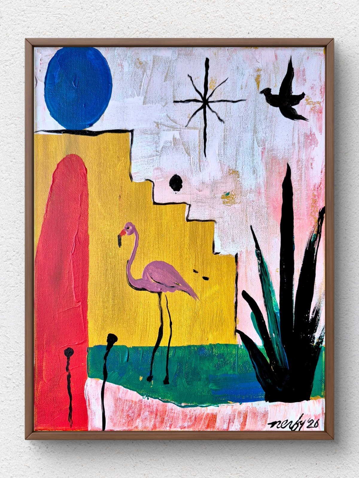 Original Florida Abstract 11×14 Acrylic Canvas Painting Signed Bold Wall Art A65