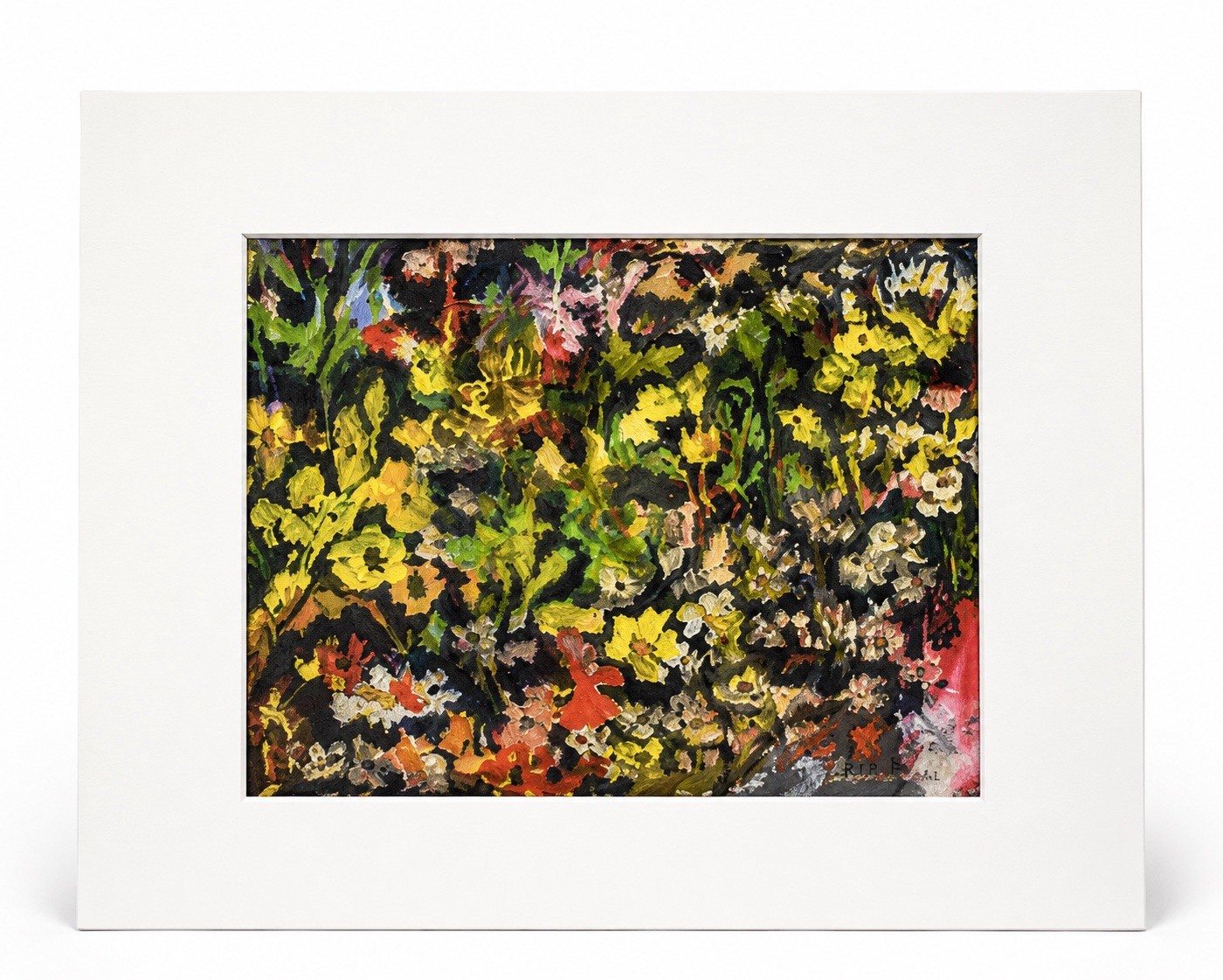 Original Signed C Leidenheimer Floral Abstract Painting Matted 14×11