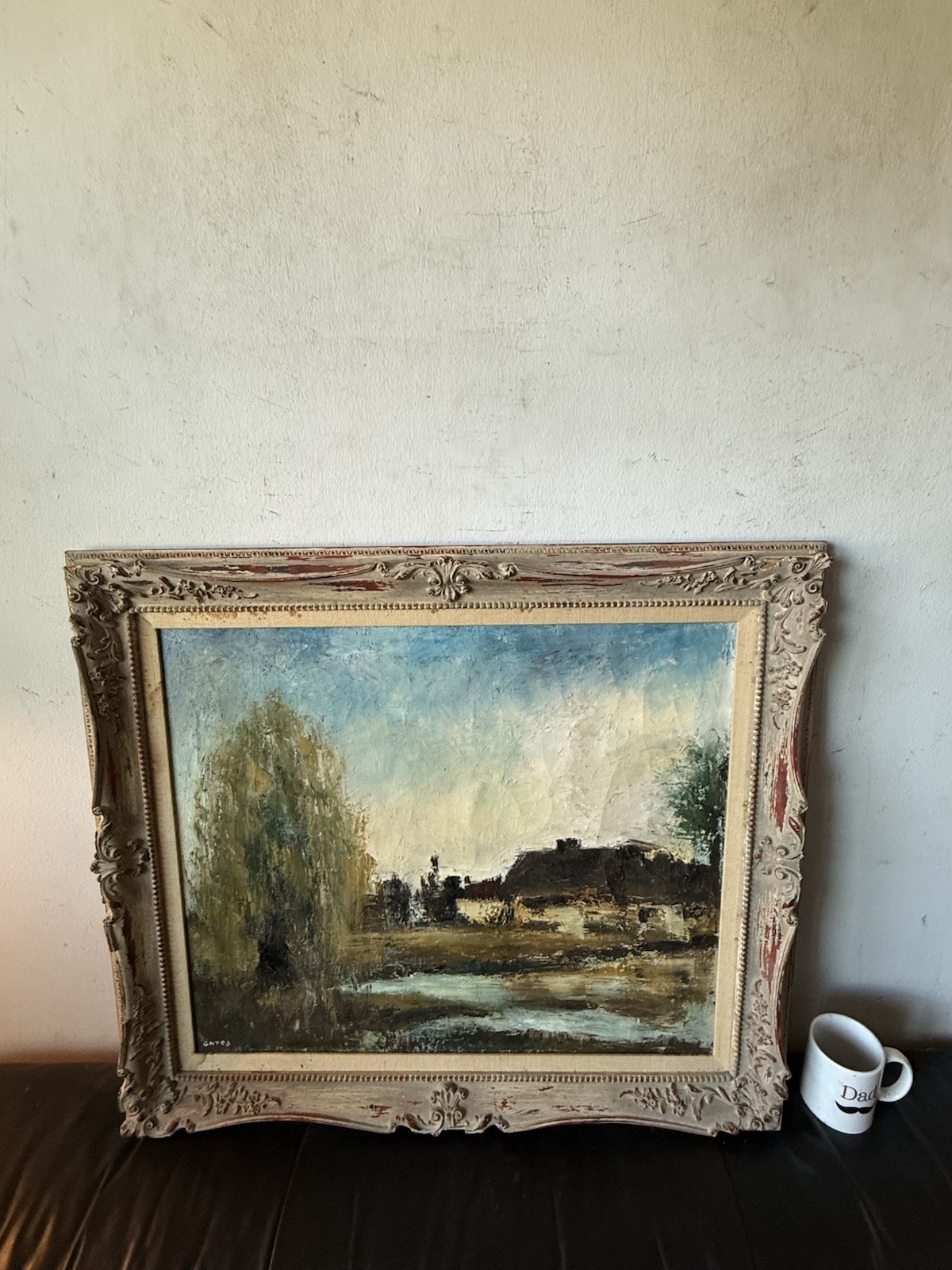 JACOB GATES ANTIQUE MODERN ABSTRACT LANDSCAPE OIL PAINTING VINTAGE NEW YORK 1943