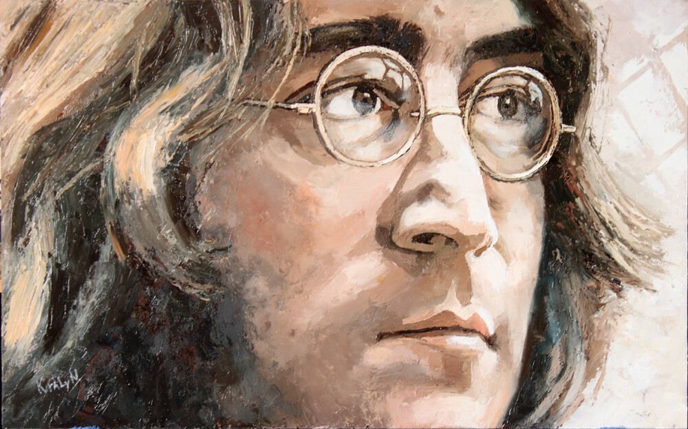 John Lennon portrait 41 X 66 cm oil painting with knife technique wonderful gift