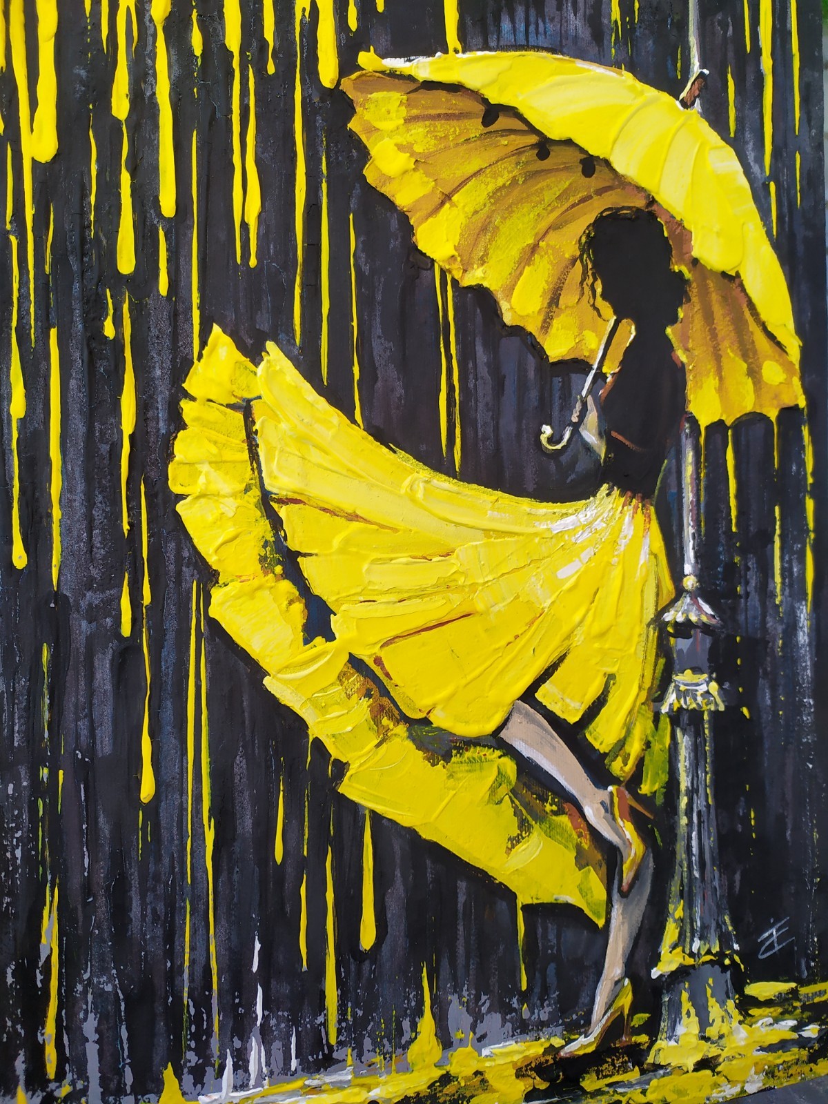 art 122 original painting oil on canvas 40×30 cm Woman with umbrella