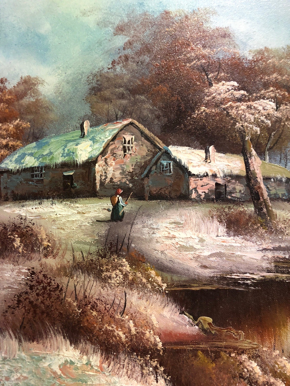 Original C. Inness ,Large landscape painting, Clara Inness Framed 33” x 45”