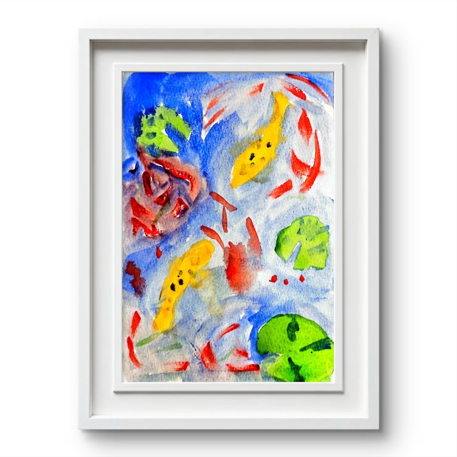 Koi Pond Contemporary Pop Art Acrylic Painting Signed