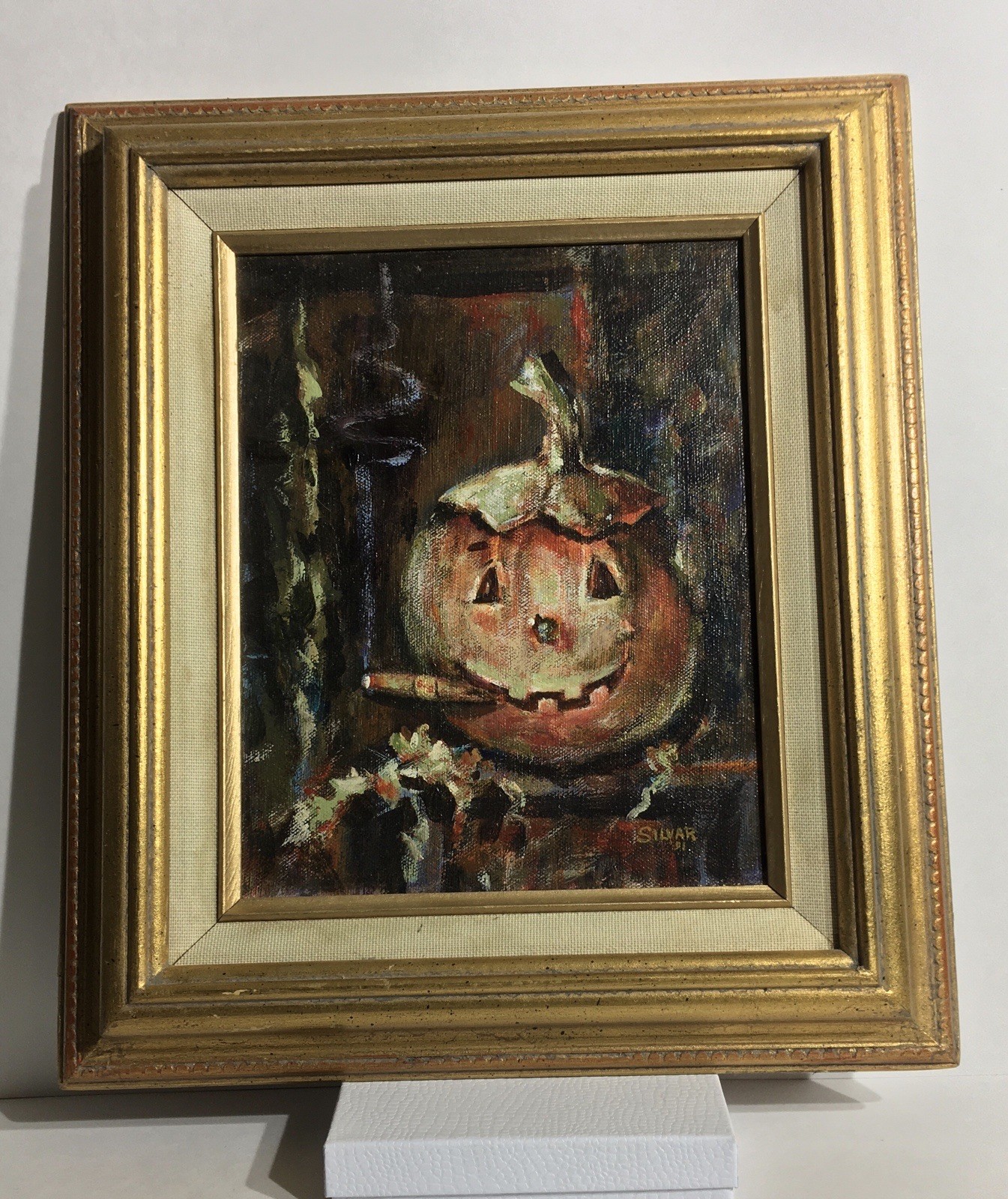 Betty Silvar Acrylic Painting «Smoke» On Canvas Framed Halloween Authentic OOAK