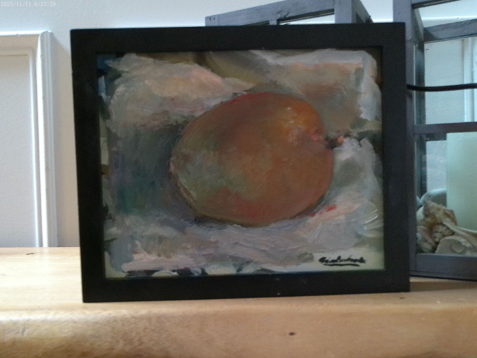 Small Framed Realism Still Life Mango Oil Painting 8″x10″ Canvas Original Signed
