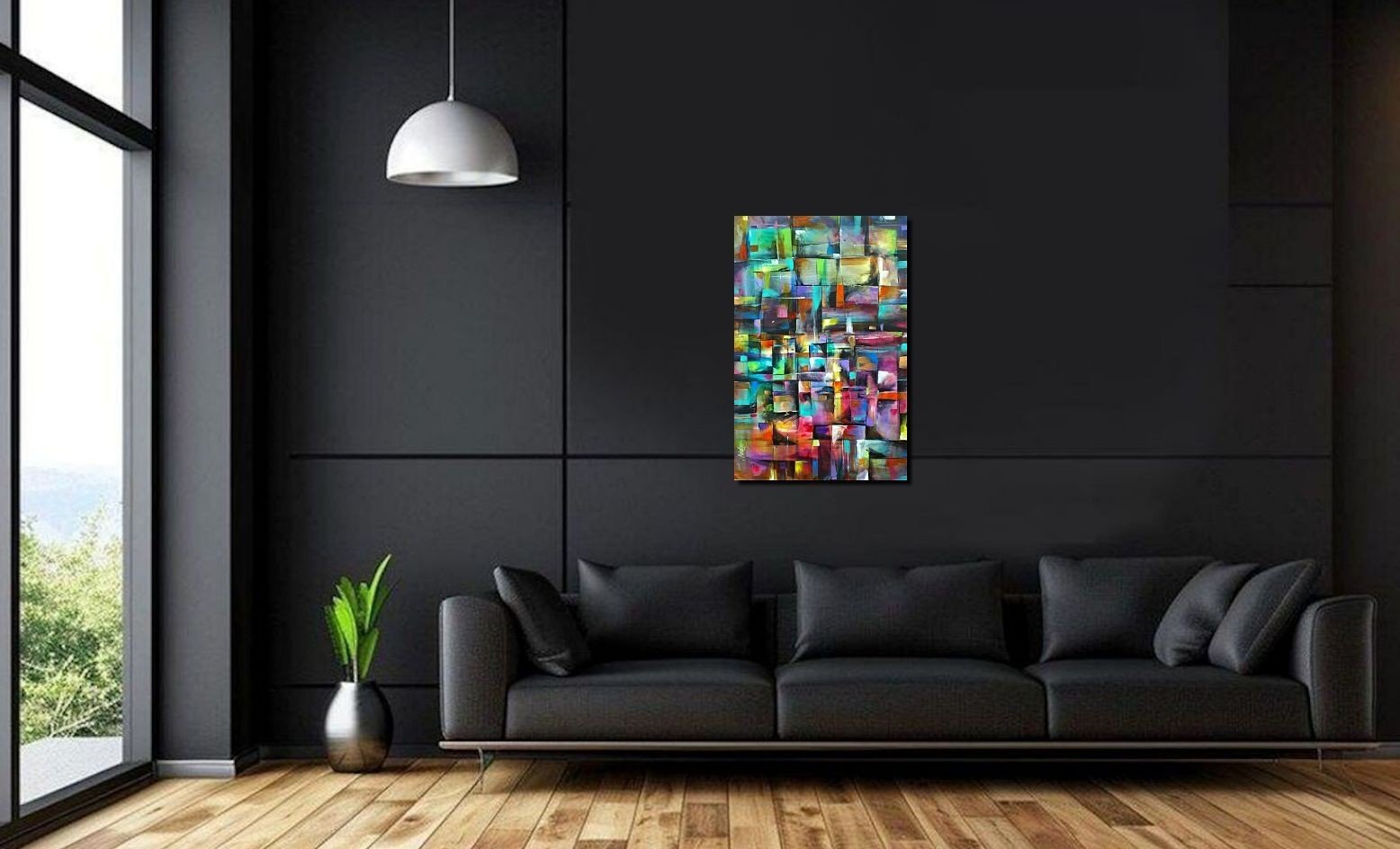 decorative art abstract painting multi color original Michael Lang one of a kind